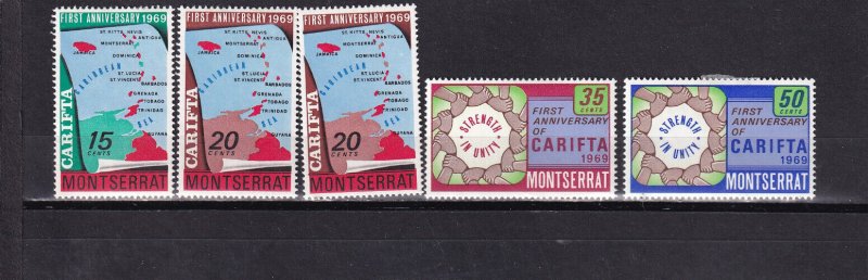 LI07 Montserrat 1969 First Anniversary of CARIFTA mint hinged stamps full set