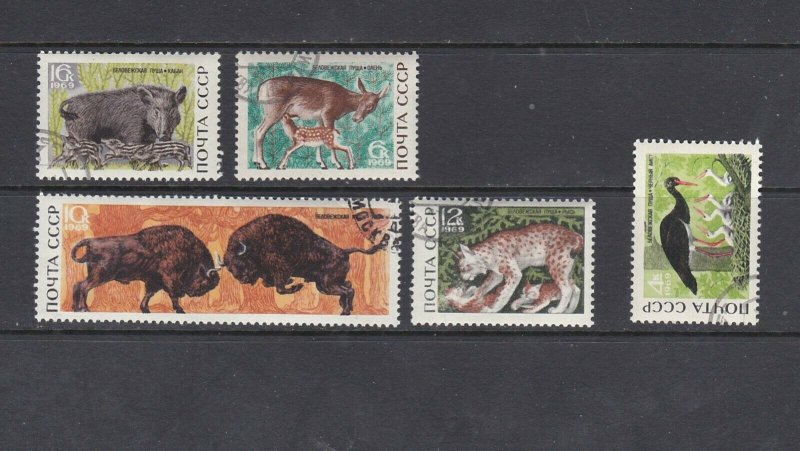 RUSSIA - 1969 BELOVEZHSKAYA FOREST RESERVE - SCOTT 3640 TO 3644 - USED