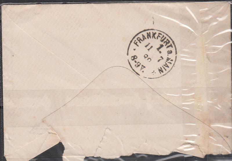 Austria - 10.7.1888 5kr as single franking on cover to Frankfurt (1503)