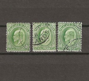 FALKLAND ISLANDS  1904/12 SG 43, 43b, 43c USED Cat £13.50