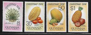 GUYANA 205-208 MINT HINGED, CHRISTMAS 1974, FRUIT SET