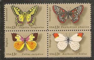 USA   Scott  1715a  Butterflies  MNH  block