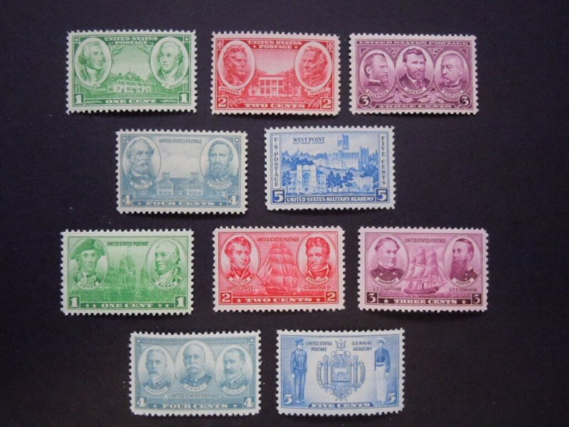 1936 Army/Navy Issues 785-794 MNH OG VF