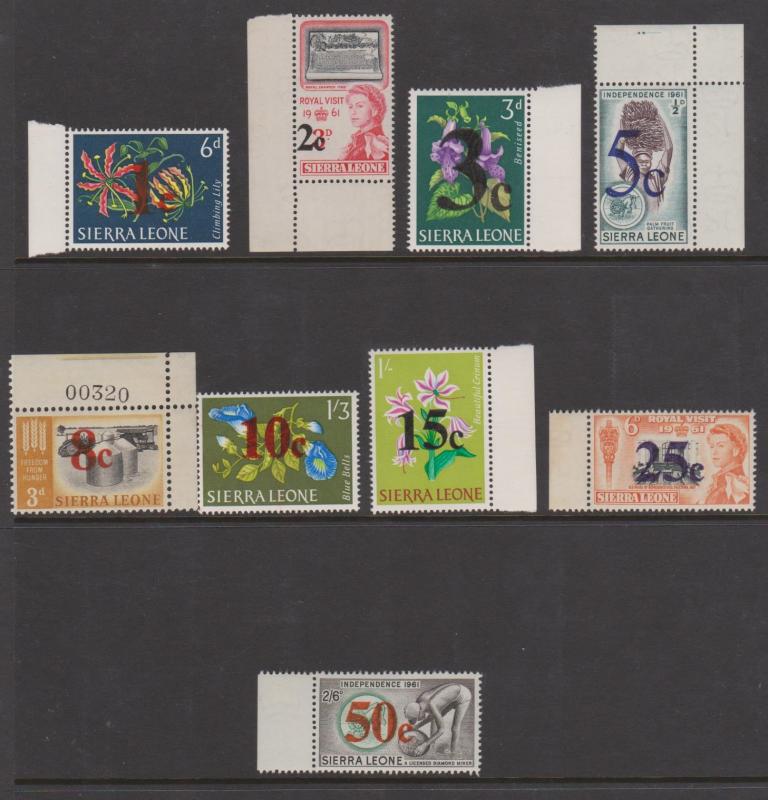 Sierra Leone 1964 Overprints and Airmails Sc#271-279, C28-31 MNH