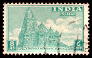 India 8as Kandarya Mahadeva Temple 1949 SG.318, Sc.216 Used (#02)