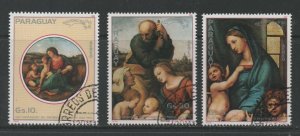 Thematic Stamps Art - PARAGUAY 1982 RAPHAEL PAINTINGS XMAS 3v used