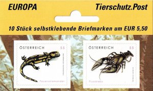 Austria 2092-2093 MNH stamps wildlife animals salamander amphibian crayfish (1)