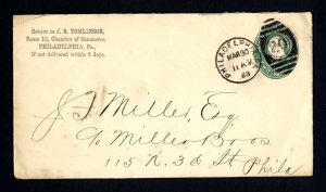 # U311 J. R. Tomlinson, Philadelphia, PA with letter inside dated 3-30-1888