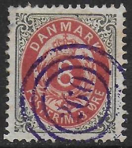 Denmark 1875-79 Numeral 8o perf. 14 x 13½ #28 Fine Used Nice VIOLET cancel