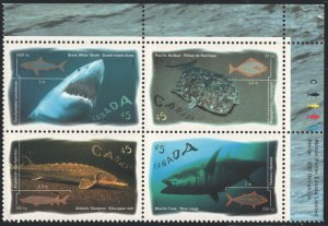 SC#1641-1644 45¢ Ocean Fish Plate Block UR (1997) MNH