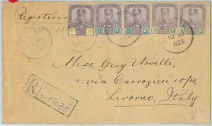 67634 - MALAYSIA  Johore - Postal History - REGISTERED Cover to ITALY  1923