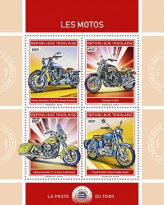 TOGO - 2019 - Motorcycles #1 - Perf 4v Sheet - Mint Never Hinged