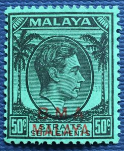 Malaya Straits Settlements 1945 KGVI BMA opt 50c MH SG#14 M4966