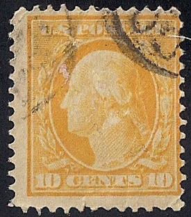 381 10 cents Washington, Yellow Stamp used F