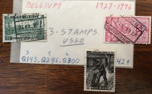 1927-1946 Belgium Set of 3 Used/Cancelled Q145.Q286.Q300