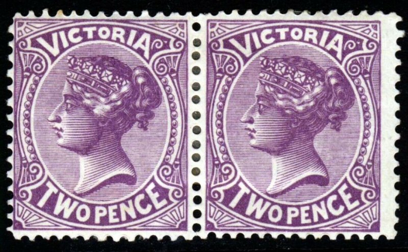 VICTORIA AUSTRALIA 1883 Two Pence Mauve A PAIR  P12½ Wm V over Crown SG 211 MINT