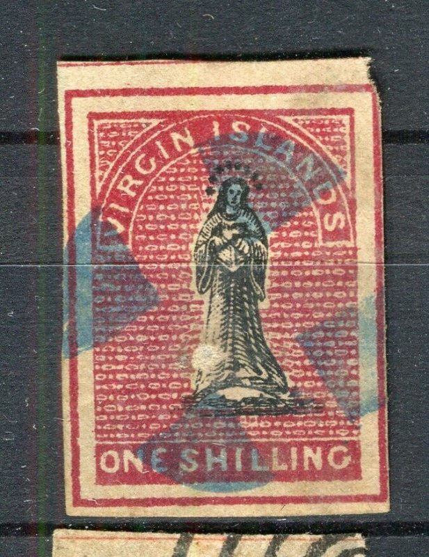 VIRGIN ISLANDS; 1870s classic Forged early QV issue interesting Reference 1s.