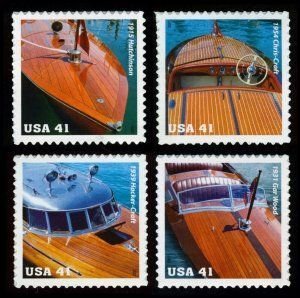 SCOTT  4160-63  SPEEDBOATS  41¢  SET OF 4 SINGLES  MNH  SHERWOOD STAMP