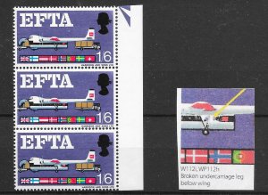 GB 1967 1/6d ETFA with Broken undercarriage FLAW R13/6 SG 716i W112i, Cat £40