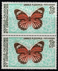 1968 New Caledonia Scott#- C51 19 Francs Danaus Plexippus Butterfly Pair MNH