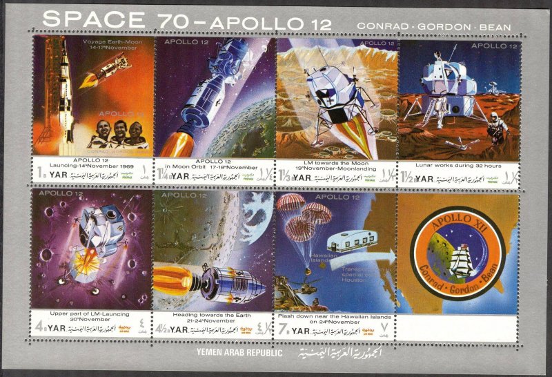 {Y066} Yemen 1970 Space Apollo -12 sheet MNH 8Eur. Slightly folded Corner !