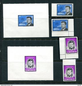 Liberia 1964 J F Kennedy Memorial issue full set Perf+Imperf+Sheets MNH 13784