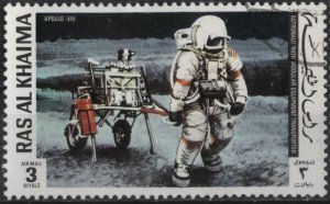 Ras al Khaima Mi705 (used cto) 3f Apollo XIV: astronaut w/transporter (1972)