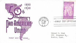 1940 FDC, #895, 3c Pan American Union, Macos