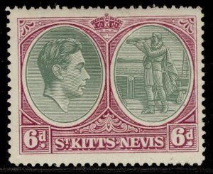 ST KITTS-NEVIS GVI SG74b, 6d green & purple, M MINT. Cat £55.