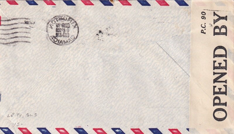1943 Kingston, Jamaica to New Orleans, LA; Airmail censored (C5888)