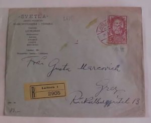 YUGOSLAVIA 5K  1928 LAMBACH REGISTERED COVER