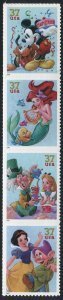 US  3911-3915   3915a MNH  Art of Disney Celebration Strip of 4