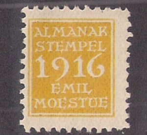 1916 Almanac Stamp Norway Revenue Emil Moestue Almanakk no gum