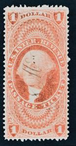 UNITED STATES R74c, USED, FINE+, $1 PASSAGE, PERF