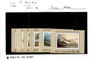 New Zealand, Postage Stamp, #912-917 Mint NH, 1988 Paintings (AC)