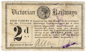 (I.B) Australia - Victoria Railways : Parcels Stamp 2d