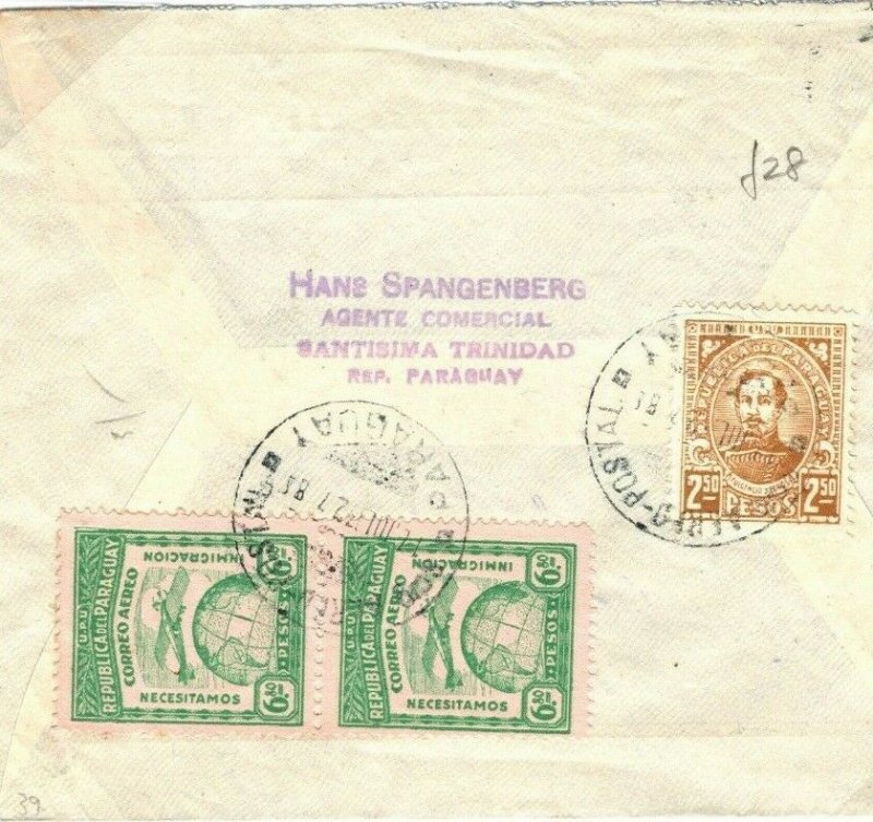 PARAGUAY Cover Santisima Trinidad Air Mail GB Scotland Dundee 1932 {samwells}SV8