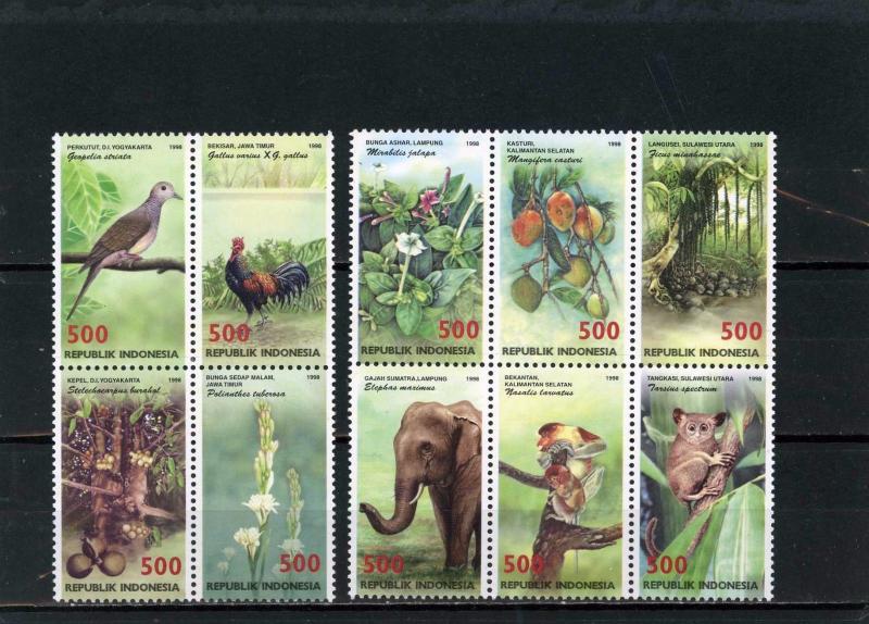 INDONESIA 1998 Sc#1812 FLORA & FAUNA SET OF 10 STAMPS MNH