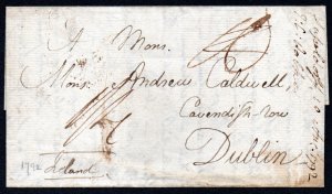 1792 EL to Dublin reverse with London Bishop AU/25 and Dublin Bishop AU/28