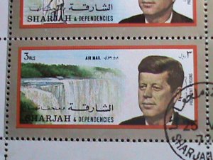 SHARJAH-1972 JOHN F. KENNEDY & THE BEAUTY OF AMERICA CTO MINI SHEET- VERY FINE