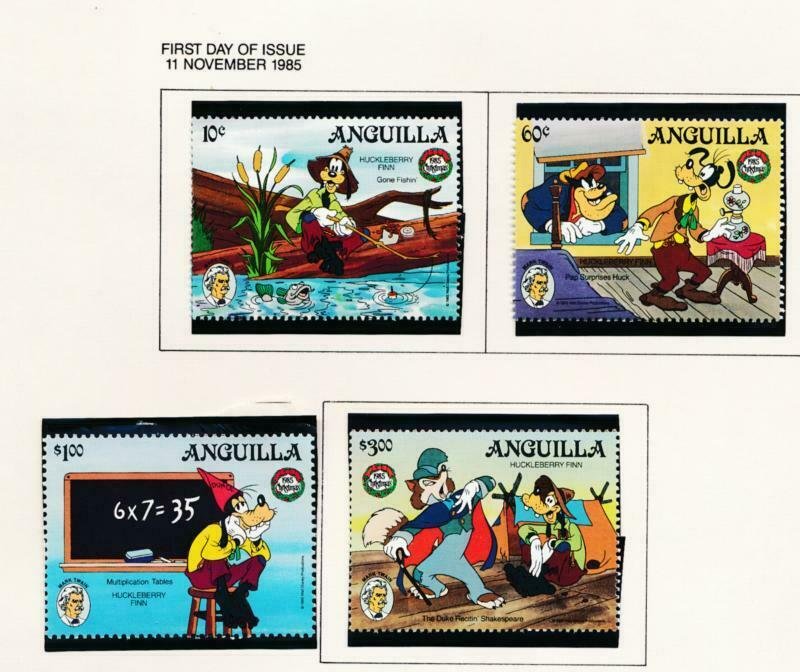 DISNEY ANGUILLA 653-655 MINT NH HUCK FINN MARK TWAIN