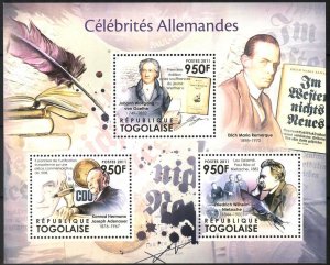 Togo 2011 Famous Germans J. W. Goethe K. H. J. Adenauer F.W. Nietzsche Sheet MNH