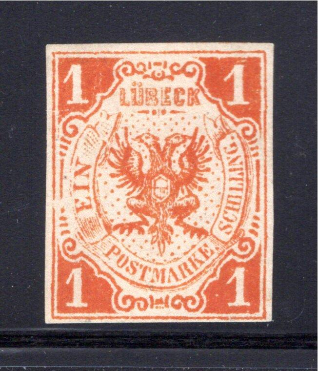 Scott #2, 1 schilling, Lubeck, German State, Forgery, MNG