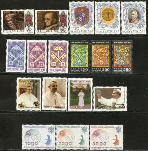 VATICAN Sc#630-644, C63-C65 Six Sets 1978 Year Complete Mint OG NH