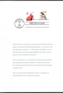 #3058 FDC USPS Ceremony Program Red Headed Woodpecker (13028)