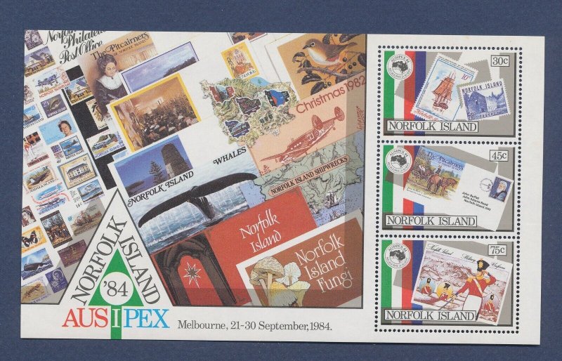 NORFOLK ISLAND - Scott 346a  - MNH S/S - stamp-on-stamp, AUSIPEX'84 - 1984 