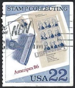 United States #2201 22¢ Stamp Collecting - Ameripex '86 (1986). Used.