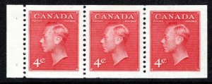 287a, Scott, booklet pane of 3 x 4c (BK43), MNHOG, VF, KGVI with postes/postage