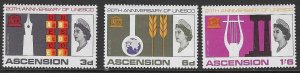 ASCENSION SG107/9 1957 UNESCO  MNH