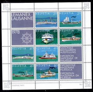 Switzerland 656 Riverboats Souvenir Sheet MNH VF